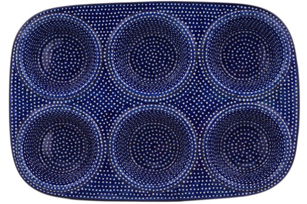 Polish Pottery 11 Muffin Pan Starry Night UNIKAT – CeramikaArtystyczna