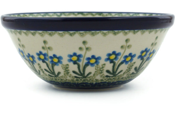 Polish Pottery 5" Bowl Blue Daisy Circle