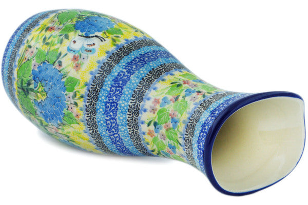 Polish Pottery 5 Cup Carafe Blue Hydrangea UNIKAT