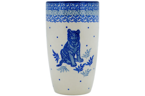 Polish Pottery Latte Mug Cobalt Tiger