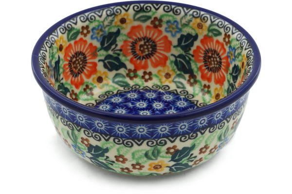 Polish Pottery 5" Bowl Orange Wreath UNIKAT