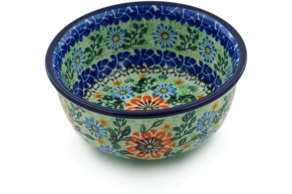 Polish Pottery 5" Bowl Peach Daisies UNIKAT