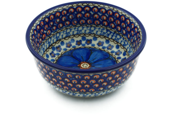 Polish Pottery 5" Bowl Cobalt Poppies UNIKAT