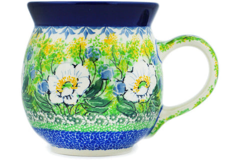 Polish Pottery 16 oz Bubble Mug Angelic Anemones UNIKAT