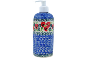 7" Soap Dispenser - Delicate Red Flowers