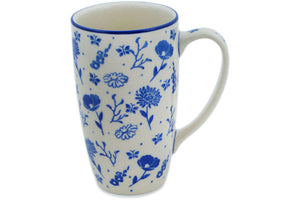 14 oz Latte Mug - Blue Flora - Thumbnail 4
