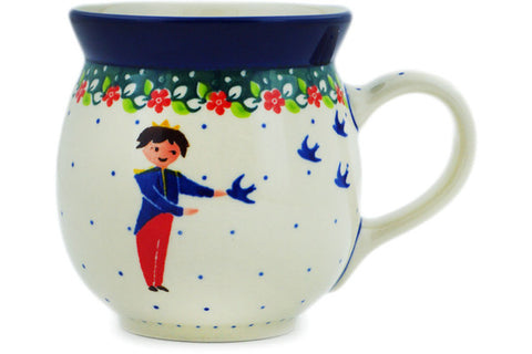 Polish Pottery 16 oz Bubble Mug Bird Prince