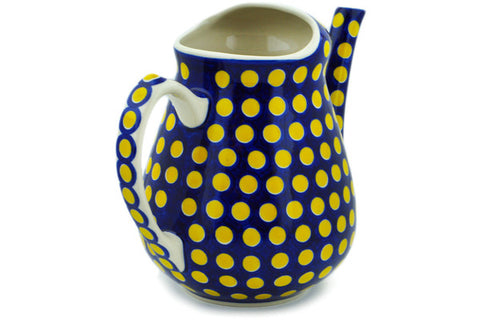 Polish Pottery Watering Can Yellow Dots