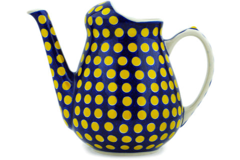 Polish Pottery Watering Can Yellow Dots