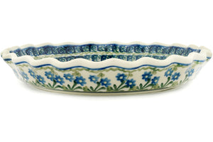 10" Fluted Pie Dish - Blue Daisy Circle - Thumbnail 5