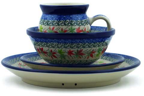 Polish Pottery 4-Piece Place Setting Royal Fall UNIKAT