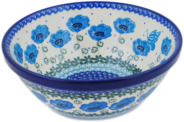 Polish Pottery 6" Bowl Morning Poppies UNIKAT