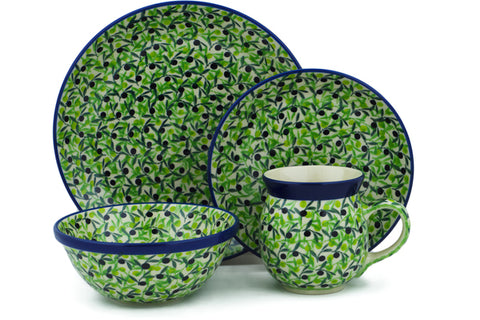 Polish Pottery 4-Piece Place Setting Olive Grove UNIKAT