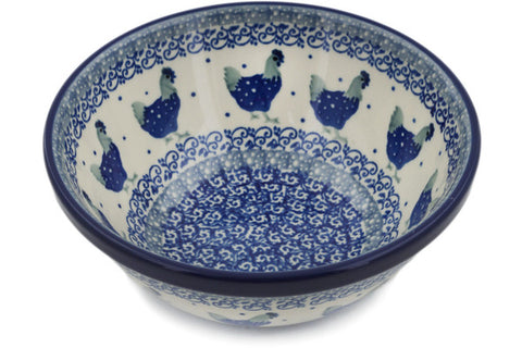 Polish Pottery Cereal Bowl Blue Chicken