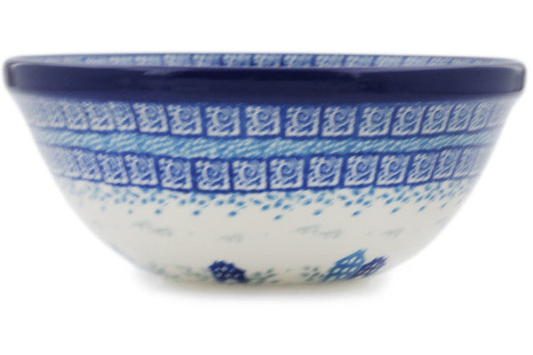 Polish Pottery Cereal Bowl Blue Town