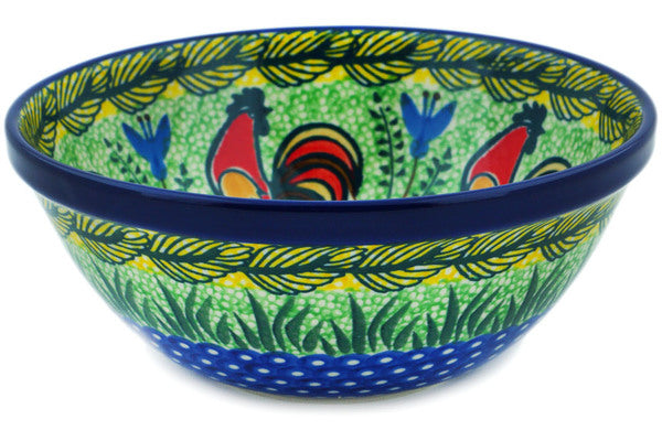 Polish Pottery Cereal Bowl Rooster Parade UNIKAT