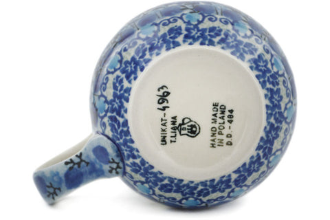 Polish Pottery 8 oz Bubble Mug Blue Wildflower Meadow UNIKAT