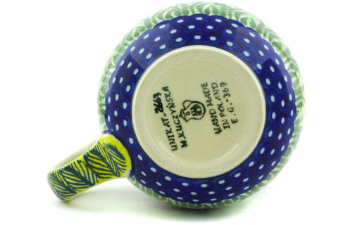 Polish Pottery 16 oz Bubble Mug Rooster Parade UNIKAT
