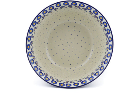 Polish Pottery 12-inch (8 quarts) Mixing Bowl Blue Zinnia