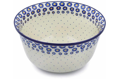 Polish Pottery 12-inch (8 quarts) Mixing Bowl Blue Zinnia