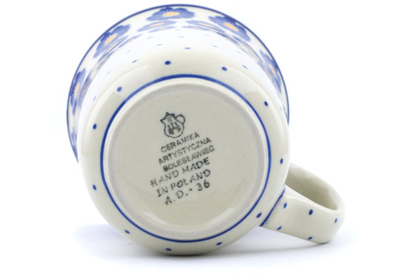 Polish Pottery Bistro Mug Blue Zinnia