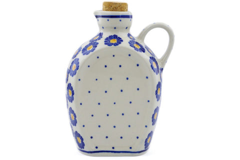 Polish Pottery 19 oz Bottle Blue Zinnia
