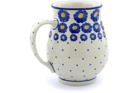 Polish Pottery 17 oz Mug Blue Zinnia