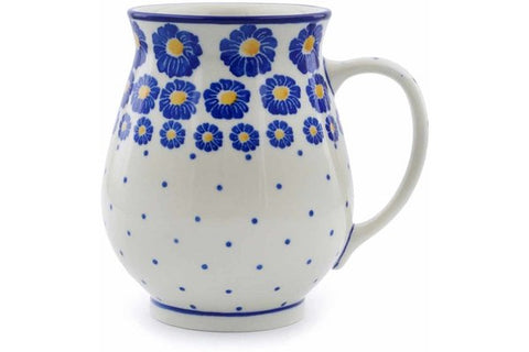 Polish Pottery 17 oz Mug Blue Zinnia