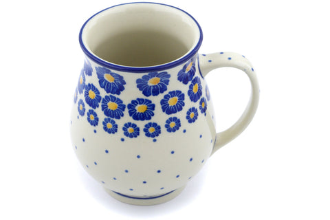 Polish Pottery 17 oz Mug Blue Zinnia
