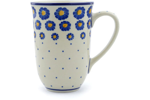 Polish Pottery 19 oz Mug Blue Zinnia