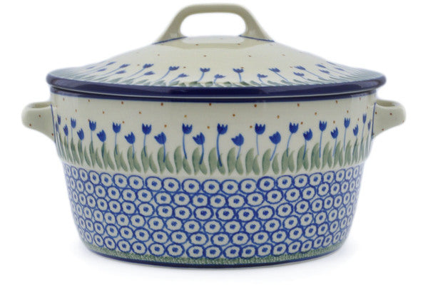 Polish Pottery 8-inch Dutch Oven Water Tulip