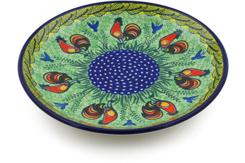 Polish Pottery 10½-inch Dinner Plate Rooster Parade UNIKAT
