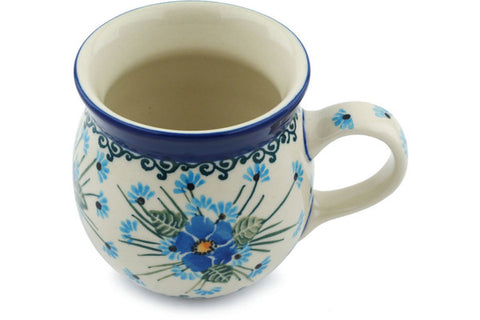 Polish Pottery 8 oz Bubble Mug Forget Me Not UNIKAT