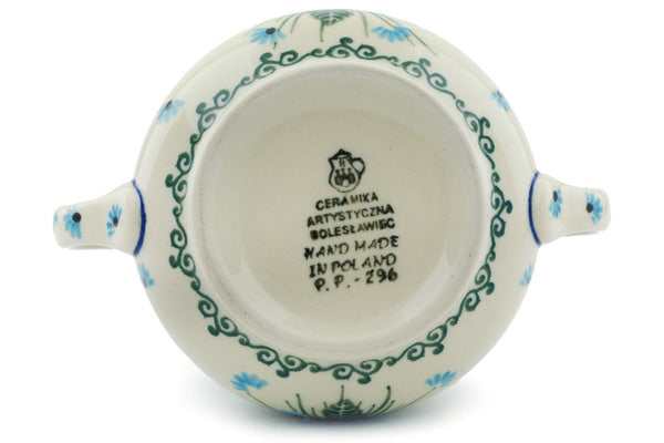 Polish Pottery 11 oz Sugar Bowl Forget Me Not UNIKAT