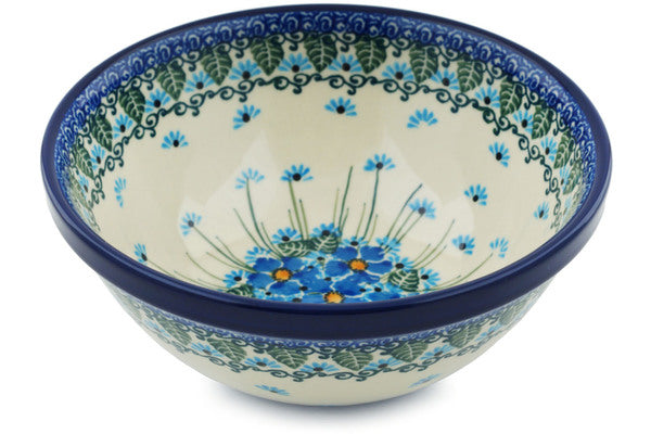 Polish Pottery 6" Bowl Forget Me Not UNIKAT