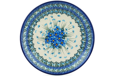 Polish Pottery 10½-inch Dinner Plate Forget Me Not UNIKAT