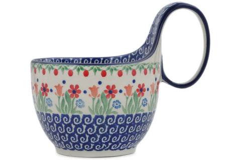 Polish Pottery 16 oz Bowl with Loop Handle Babcia's Garden