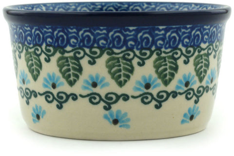 Polish Pottery Small Ramekin Bowl Forget Me Not UNIKAT