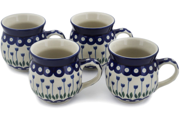 Set of FOUR Pottery Coffee Cups, 5 Oz Ceramic Tea Cups Without