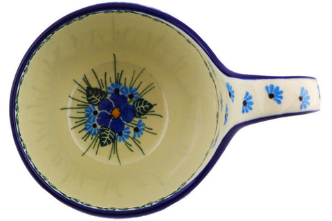 Polish Pottery 16 oz Bowl with Loop Handle Forget Me Not UNIKAT