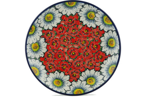Polish Pottery 10½-inch Dinner Plate Sweet Red Petals UNIKAT