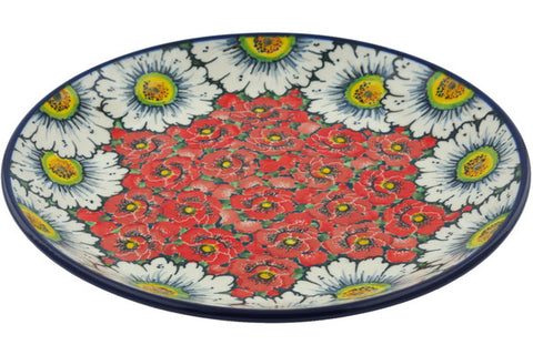 Polish Pottery 10½-inch Dinner Plate Sweet Red Petals UNIKAT