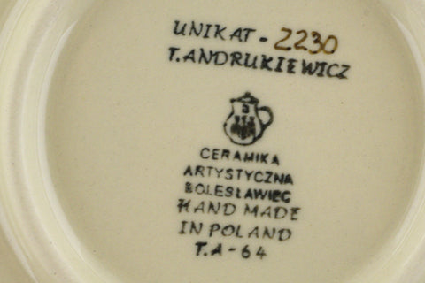 Polish Pottery 10½-inch Dinner Plate Brilliant Blue Rose UNIKAT