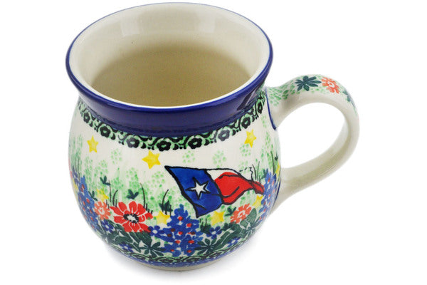 Polish Pottery 8 oz Bubble Mug Texas Flag UNIKAT