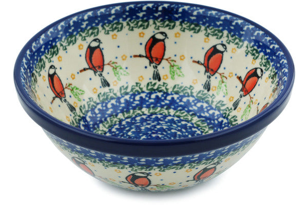 Polish Pottery Cereal Bowl Redbird On A Wire