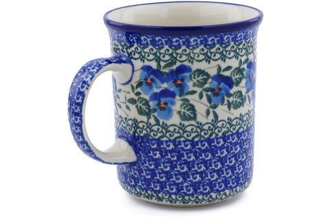 Polish Pottery 15 oz Mug Blue Pansy