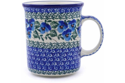 Polish Pottery 15 oz Mug Blue Pansy
