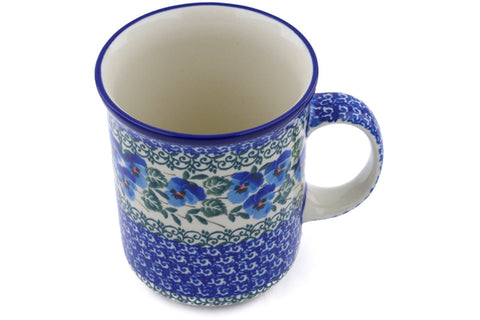 Polish Pottery 15 oz Mug Blue Pansy