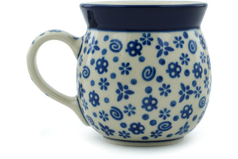 Polish Pottery 8 oz Bubble Mug Blue Confetti