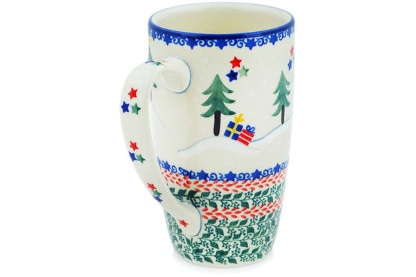Polish Pottery Latte Mug Holiday Forest UNIKAT